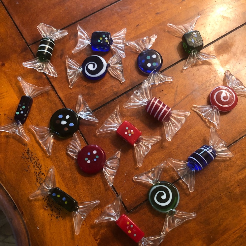 15 PCs  vintage Murano Glass Candy Set